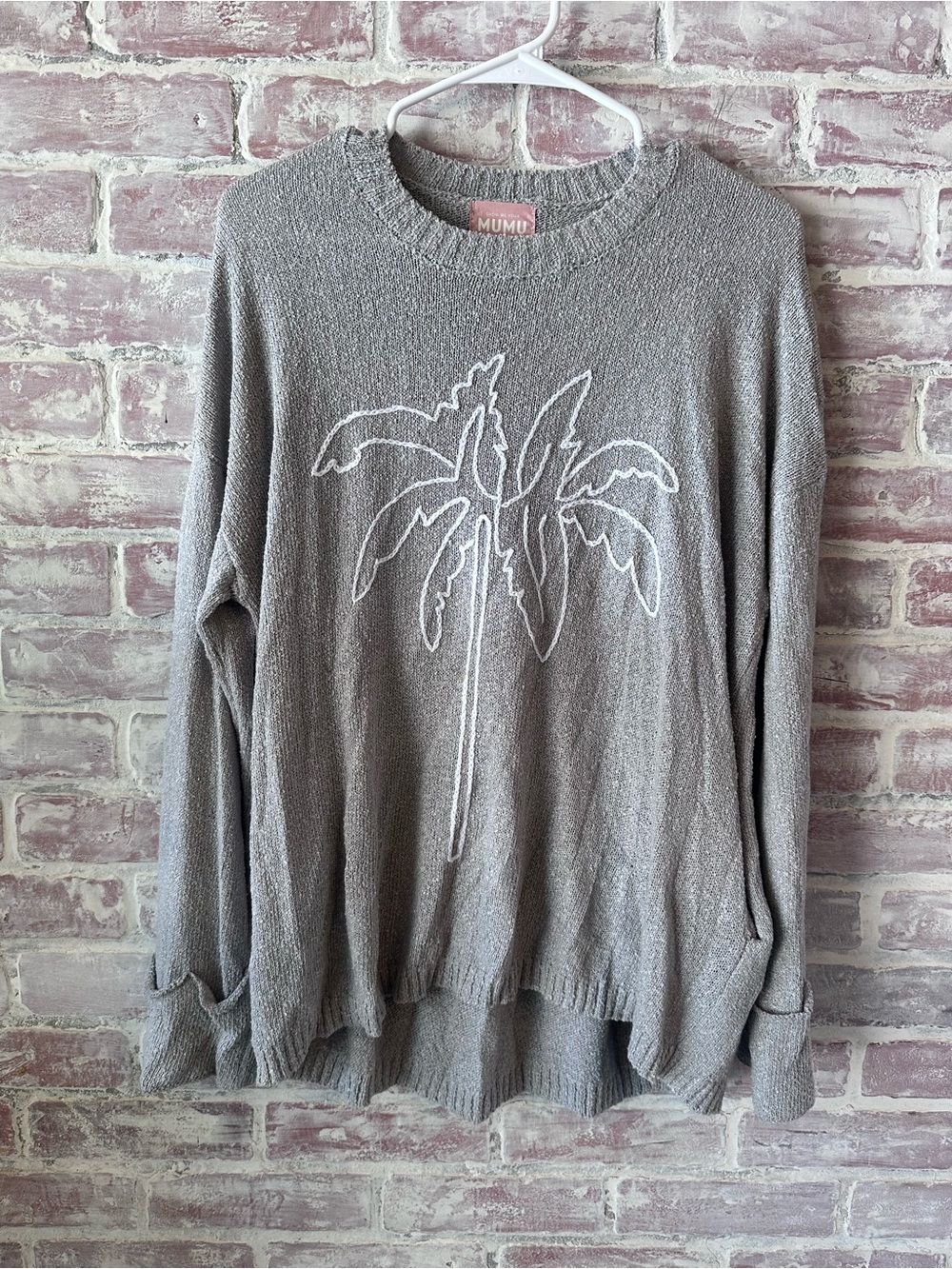 Show Me Your MuMu Gray Palm Tree Crewneck Sweater